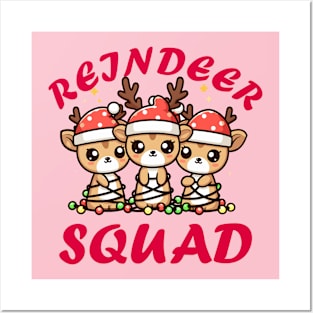 Reindeer Squad - Kawaii Cute Reindeer Christmas Design Posters and Art